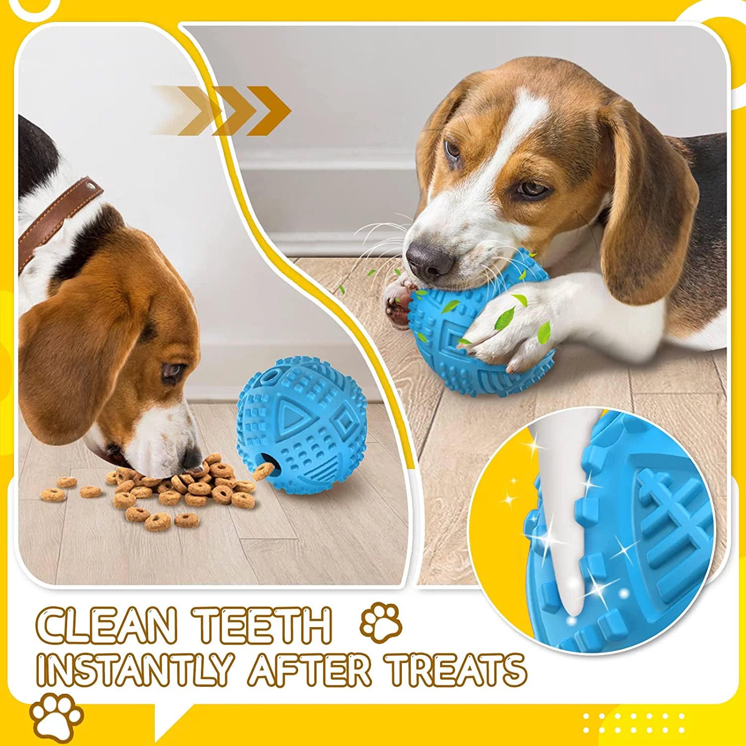 Dog Balls Treat Dispensing Dog Toys, Dog Toys for Aggressive Chewers Large Breed, Nearly Indestructible Squeaky Dog Chew Toys for Large Dogs, Natural Rubber Dog Puzzle Toys, Tough IQ Dog Treat Balls